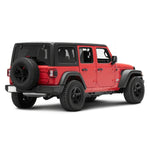 Raxiom LED tail lights for 2018-2026 Jeep Wrangler JL featuring clear housings and clear lenses.