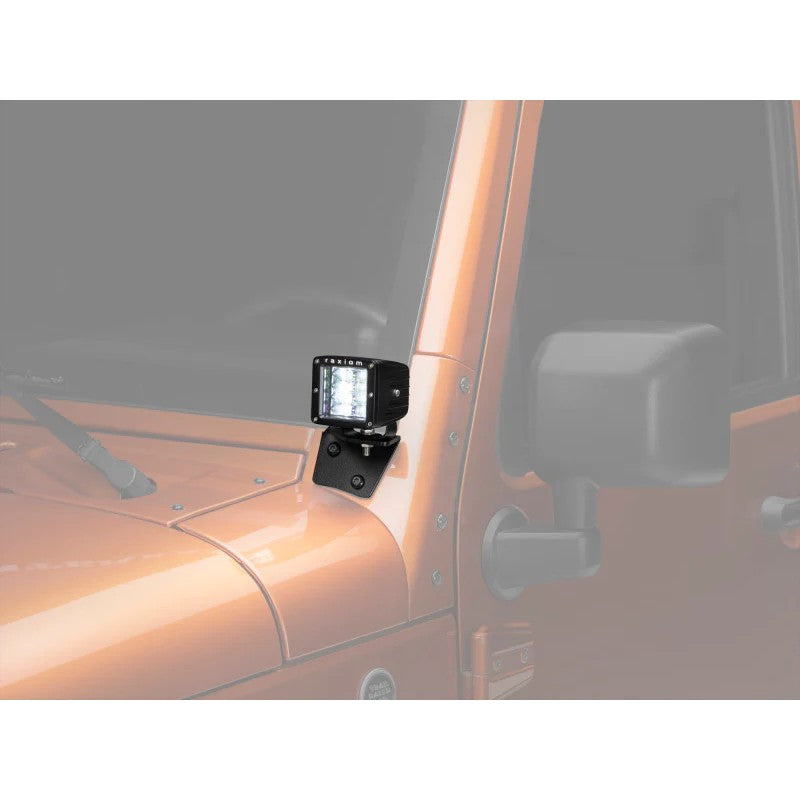 Raxiom 3-inch square LED pod light with eight LEDs and a textured black aluminum housing.