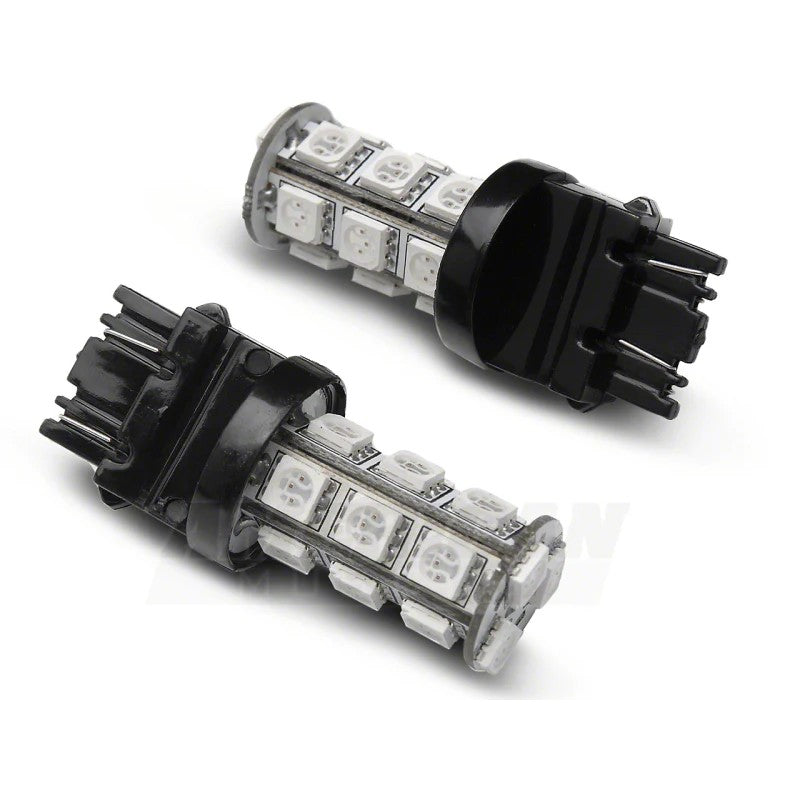 Pair of Raxiom Axial Series 18-LED amber turn signal bulbs with 5050 SMD chips for 1987-2012 Ford Mustangs