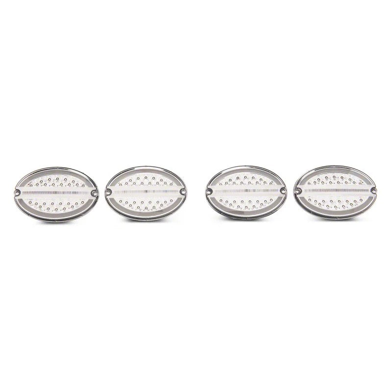 Set of four Raxiom Axial Series LED tail lights with chrome housings and clear lenses for 1997-2004 Corvette C5.