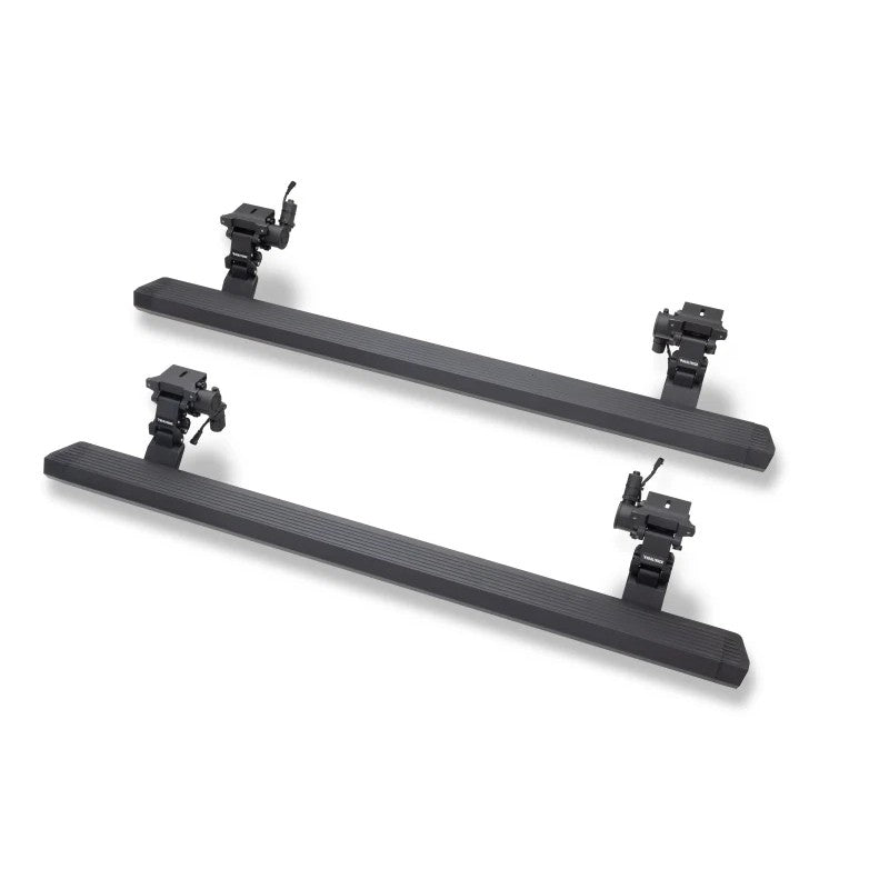 RealTruck VoltStep electric running boards in textured black finish for 2018-2025 Jeep Wrangler 4-door models