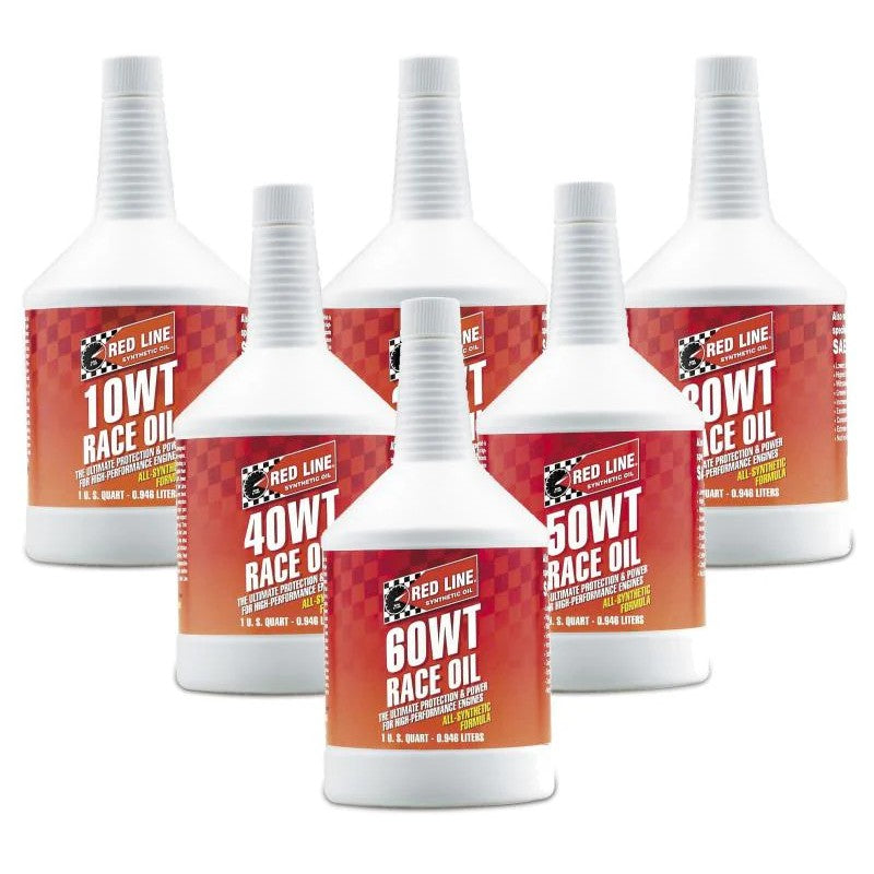 One quart bottle of Red Line 30WT Synthetic Race Oil with 10W30 multi-grade labeling