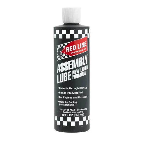 12oz bottle of Red Line liquid assembly lubricant for engine building and valvetrain protection.