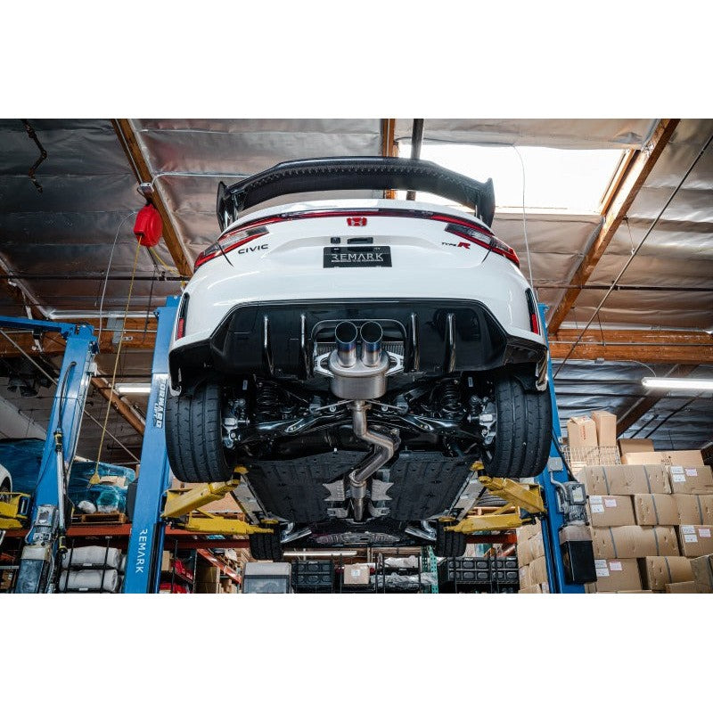 Remark Sports Touring titanium catback exhaust with burnt tips and SUS304 stainless steel front pipe for FL5 Civic Type-R.