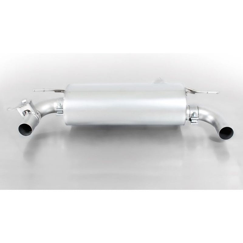 Remus axle-back performance exhaust muffler for 2015 BMW 3 Series F30 Sedan and F31 Touring LCI models.