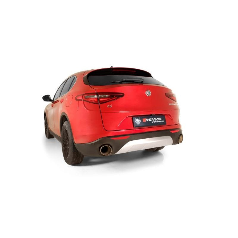 Remus performance axle-back exhaust muffler section for 2017 Alfa Romeo Stelvio Q4 AWD 2.0L.