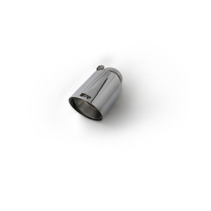 Remus 102mm angled straight cut stainless steel exhaust tip in polished chrome with adjustable mounting clamp.