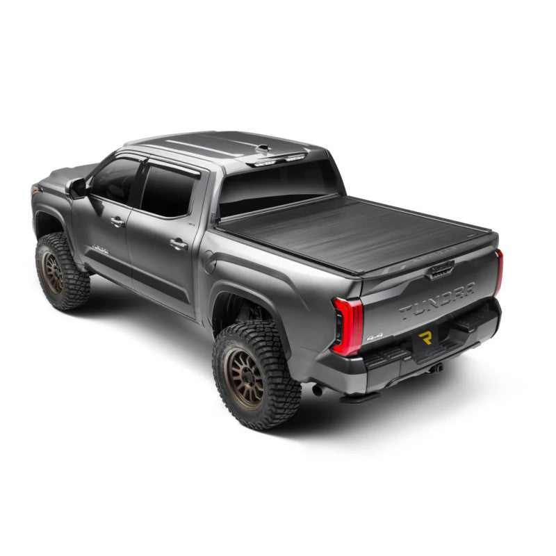 Retrax EQ industrial-strength aluminum electric retractable truck bed cover for Chevrolet Silverado and GMC Sierra HD.