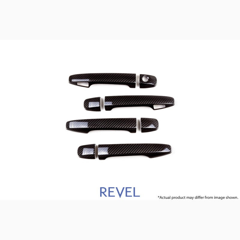 Set of eight dry carbon fiber door handle covers for 2015-2018 Subaru WRX and STI models.