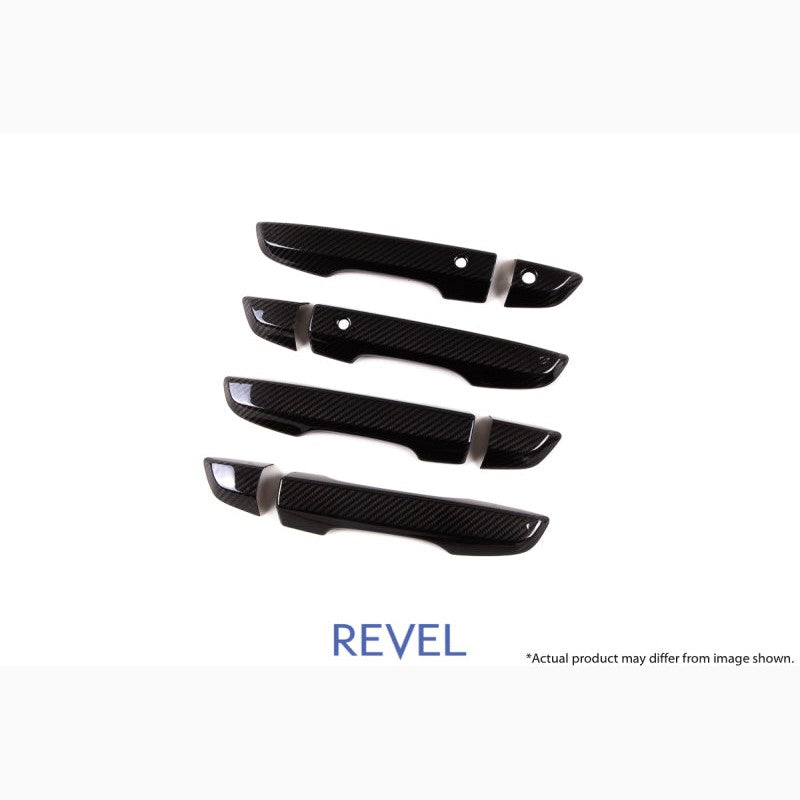 Eight-piece Revel GT dry carbon fiber door handle cover set for 2016-2018 Honda Civic.