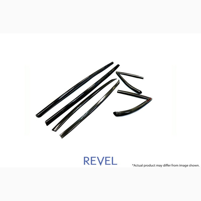 Six-piece Revel GT dry carbon fiber door window moulding cover set for 2020 Toyota GR Supra
