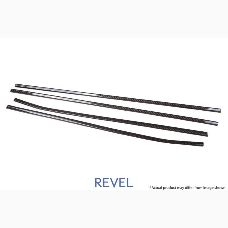 Revel GT dry carbon fiber window outer trim 4-piece set for 2015-2018 Subaru WRX and STI.
