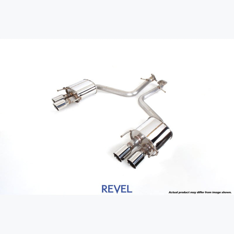 Revel Medallion Touring-S catback exhaust system featuring dual mufflers and polished quad tips for Lexus RC200t