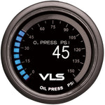 Revel VLS series 52mm digital OLED oil pressure gauge showing a 0-150 PSI range.