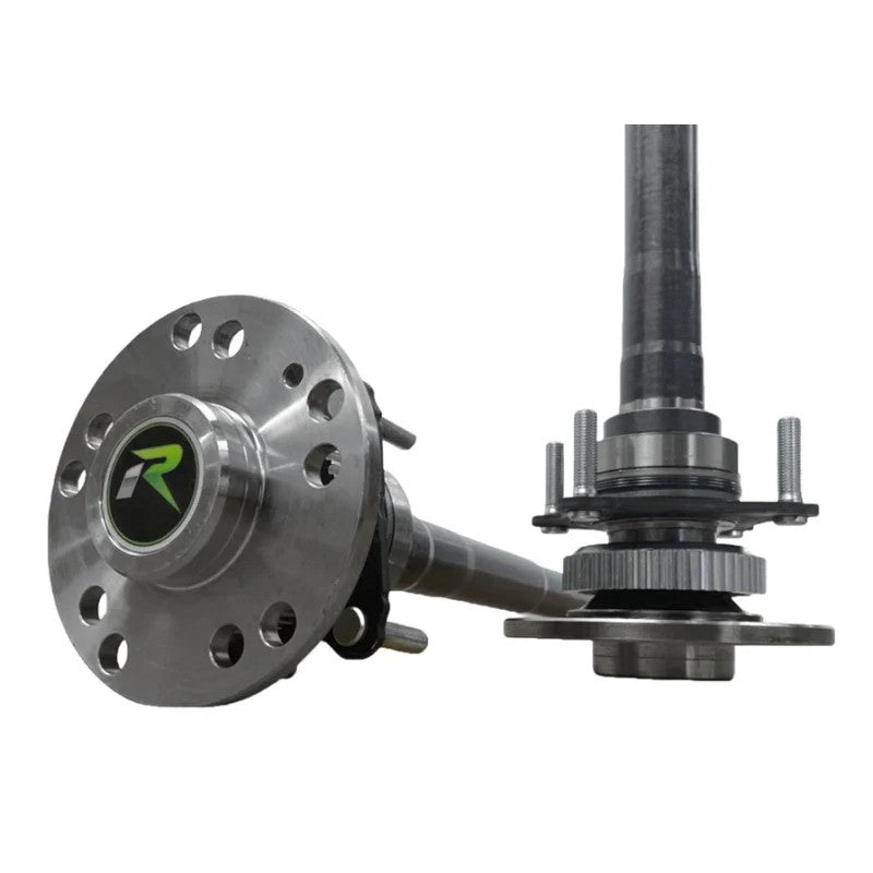 Pair of Revolution Gear & Axle high-strength 4340 chromoly rear axle shafts with 32-spline ends for Jeep Wrangler Wide Track.