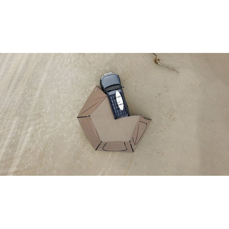 Rhino-Rack Batwing Compact Tapered Zip Extension zipped to a vehicle-mounted Batwing Compact awning for extra shade.