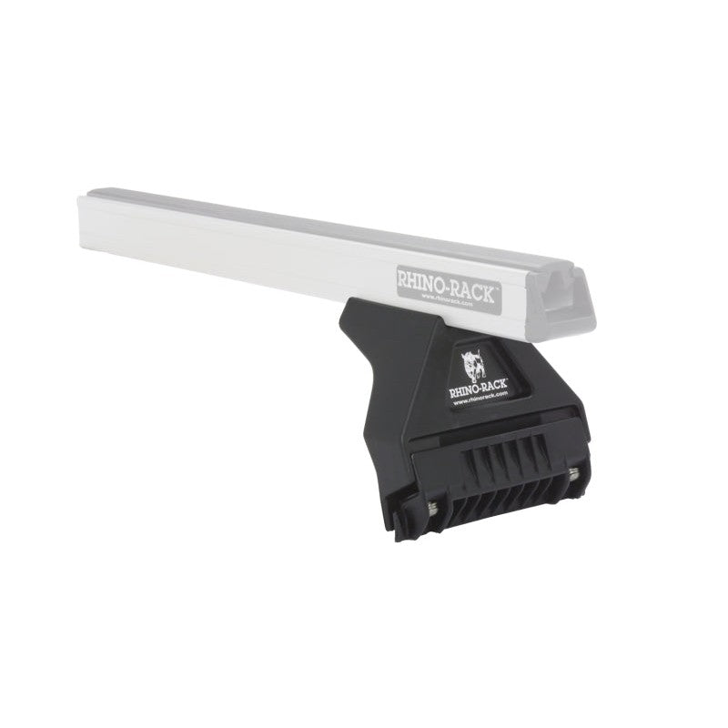 Rhino-Rack RL110S5 black heavy-duty gutter mount leg brackets with 110mm height for Jeep roof rack systems.