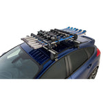 Black Rhino-Rack 576 Universal roof-mounted carrier designed for 6 pairs of skis or 4 snowboards.
