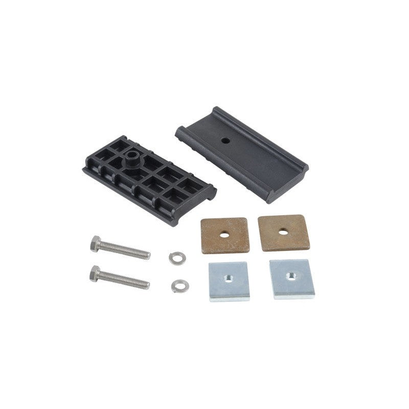 Hardware components of the Rhino-Rack VA-FK1 Vortex Bar Fitting Kit for RL Legs.