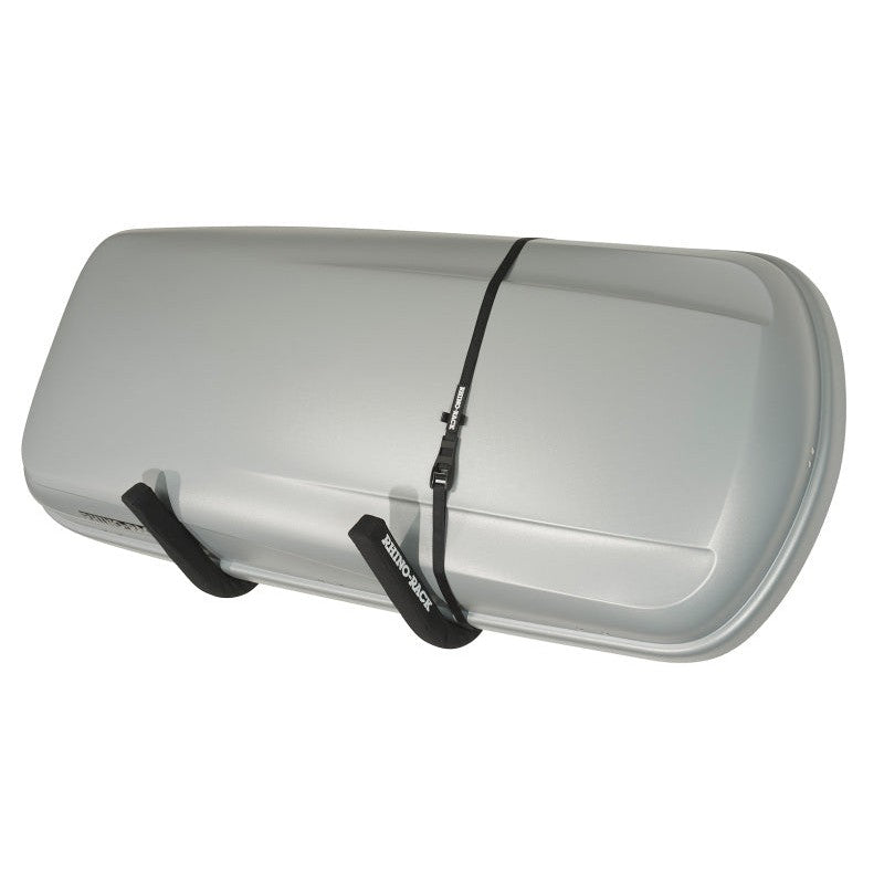 Rhino-Rack Large Wall Hanger steel bracket with padded UV-stabilized covers and tie-down strap for garage storage.