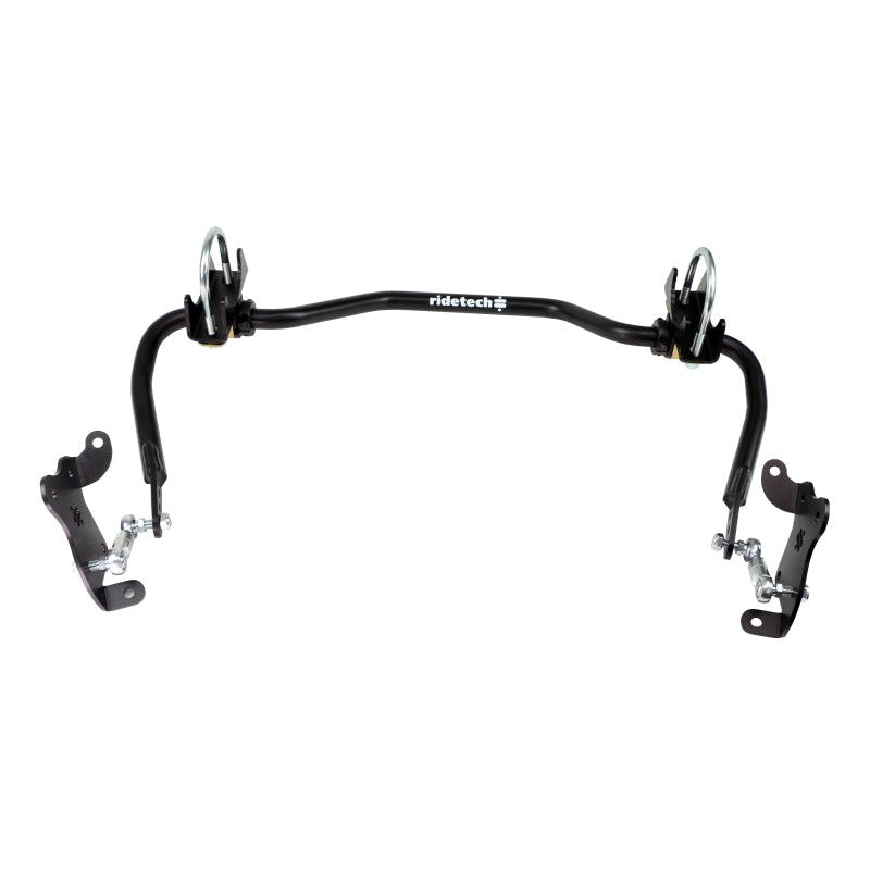 Ridetech MUSCLEbar rear sway bar kit including adjustable bar, end links, axle brackets, and mounting hardware.