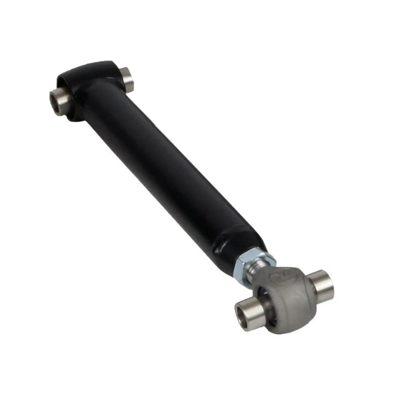 Ridetech satin black powder-coated tubular rear upper StrongArm control arm with adjustable R-Joint rod end.