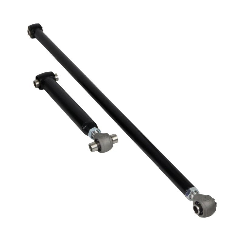 Ridetech StrongArms rear upper control arm and adjustable panhard bar with satin black powder coat and R-Joint rod end.