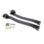 Pair of Ridetech satin black bolt-in subframe connectors for 1967-1969 Camaro and Firebird with mounting hardware.