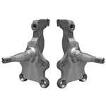 Pair of Ridetech 2-inch drop tall spindles for GM A, F, and X-body muscle cars with included castle nuts and cotter pins.