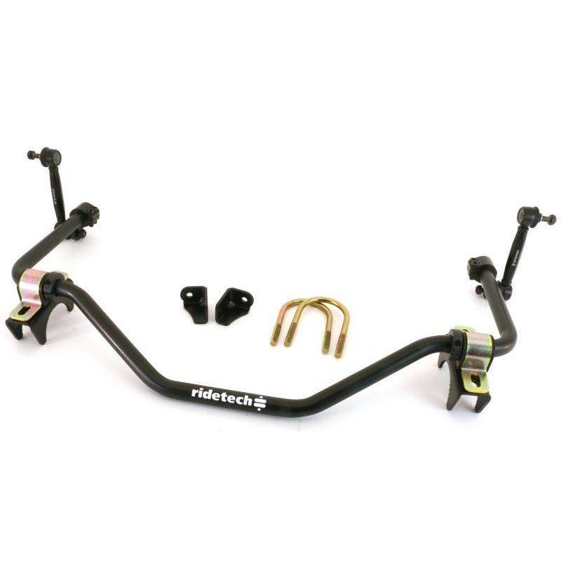 Ridetech Rear MuscleBar sway bar kit with adjustable end links, axle brackets, and mounting hardware for GM A-Body.
