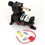 Ridetech Thomas Model 319 air suspension compressor with integrated mounting clamp and air fittings.