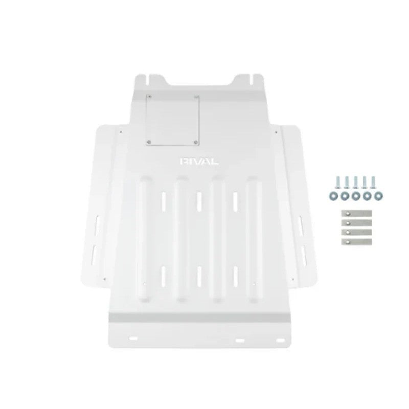 Rival 1/4-inch deep-stamped aluminum transmission and catalytic converter skid plate for 2015-2025 Ford F-150 EcoBoost.