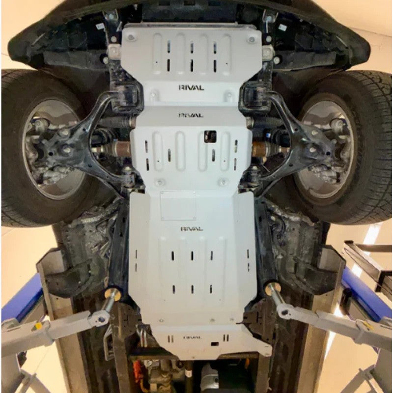 Silver Rival aluminum skid plate full set for 2021-2025 Ford F-150 Powerboost underbody protection