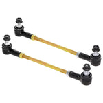 Pair of RockJock adjustable sway bar end links with 10.5-inch rods, sealed rod ends, and gold zinc plated hardware.