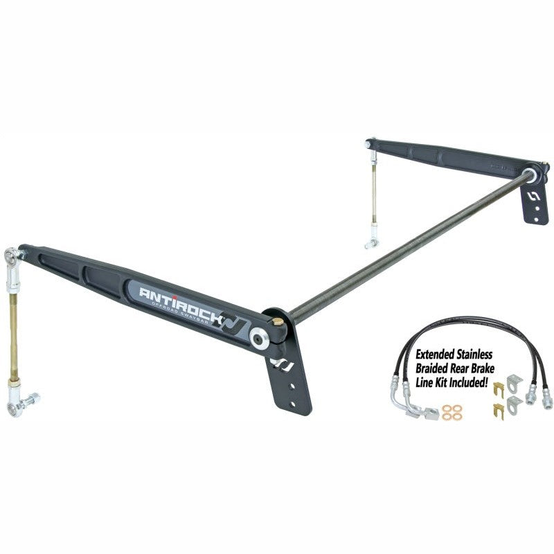 RockJock Antirock rear sway bar kit for 2-door Jeep JK featuring forged chromoly arms and bolt-on brackets.