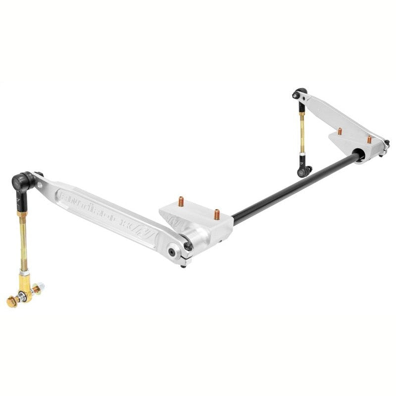 RockJock Antirock front sway bar kit with .850-inch steel bar and CNC-machined 7075 billet aluminum arms.