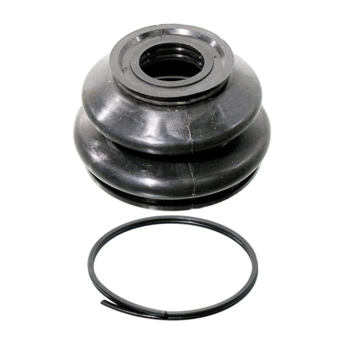 RockJock flexible replacement rod end boot for Jeep Currectlync steering components.