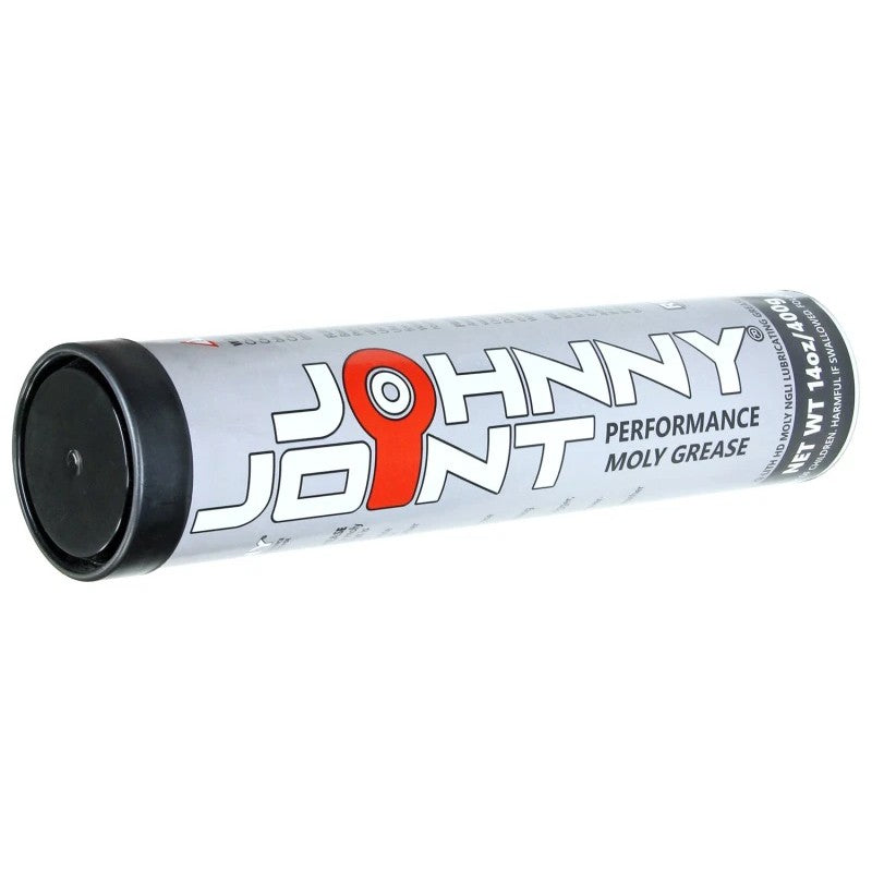 RockJock 14oz tube of high-moly petroleum-based grease for Johnny Joint rod ends and steering components.