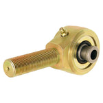 Gold zinc plated RockJock Johnny Joint 2-inch narrow forged rod end with 3/4-16 RH threaded shank and grease zerk.