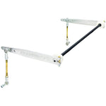 RockJock Antirock front sway bar kit including SAE 4130 steel bar, billet aluminum arms, and mounting hardware.