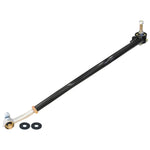 RockJock black powder coated front adjustable track bar with Johnny Joint ends and mounting hardware for Jeep TJ XJ ZJ.
