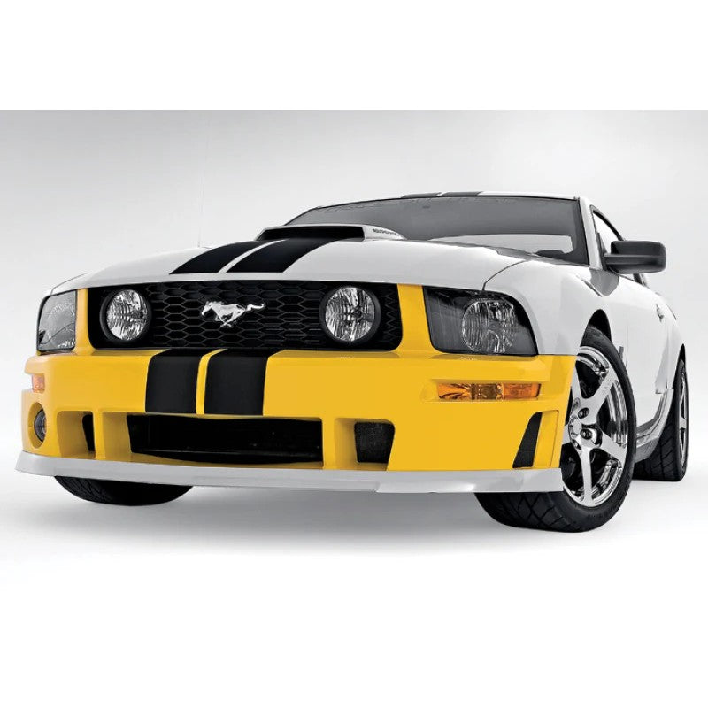 Roush Performance unpainted front fascia for 2005-2009 Ford Mustang featuring fog light ports and mounting hardware.