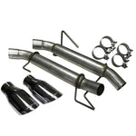 Roush Extreme Axle-Back Exhaust Kit with 409 stainless steel piping and chrome-flashed 304 stainless tips.
