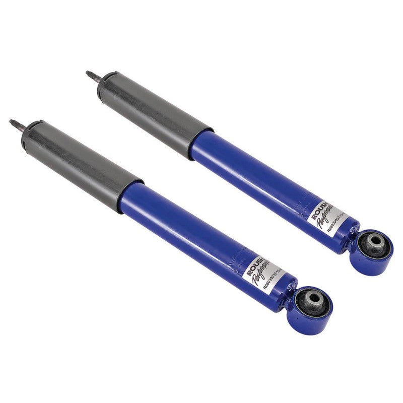 Pair of Roush Stage 2 rear performance shock absorbers for 2005-2014 Ford Mustang.