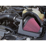 ROUSH Performance cold air intake kit featuring a black induction tube and pre-oiled air filter for 2011-2014 Mustang.