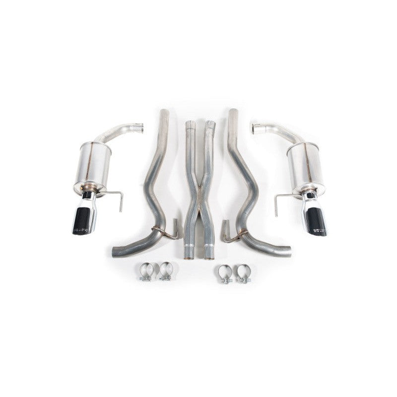 Roush Performance 304 stainless steel cat-back exhaust kit with mandrel-bent X-pipe and dual polished tips.