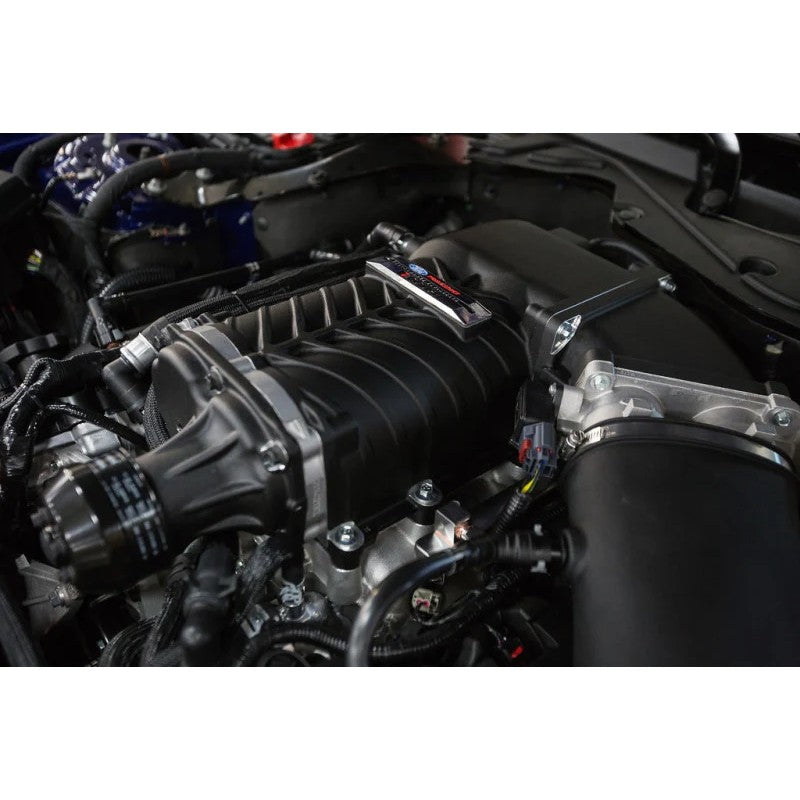 ROUSH Phase 2 TVS R2300 supercharger system with black finish for 2015-2017 Ford Mustang.