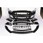 Unpainted Roush front bumper fascia kit with high-flow grilles and chin splitter for 2015-2017 Ford Mustang.