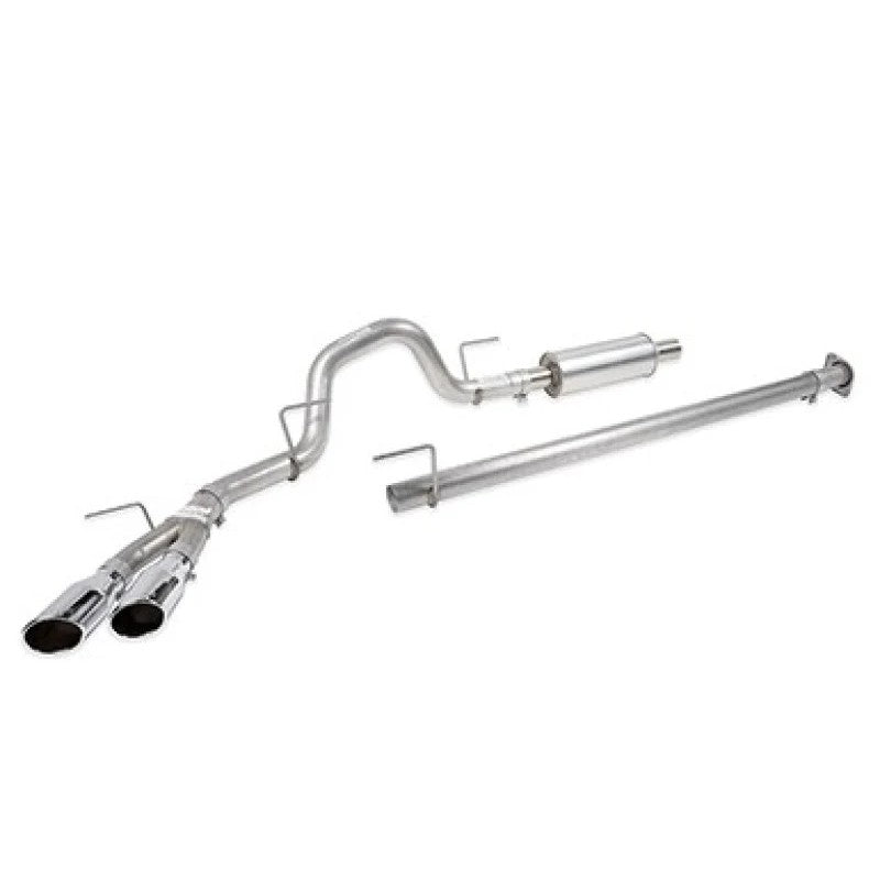 Roush 304 stainless steel side exit cat-back exhaust system for 2015-2020 Ford F-150 with dual embossed tips.
