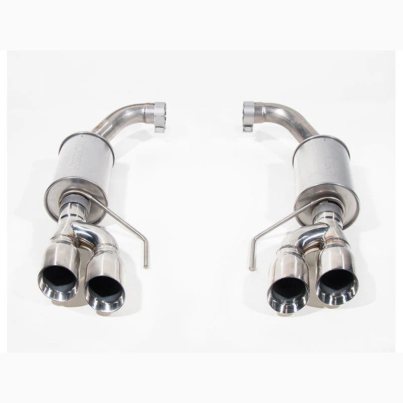 Roush Performance T-304 stainless steel axle-back exhaust system with quad polished tips for 2018-2023 Ford Mustang
